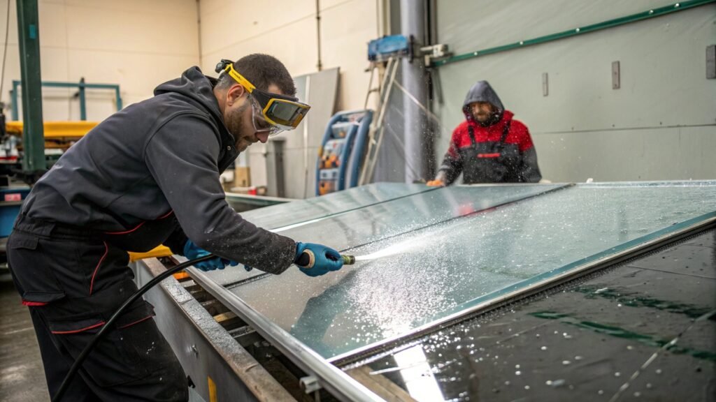 Wet coating process for glass protection
